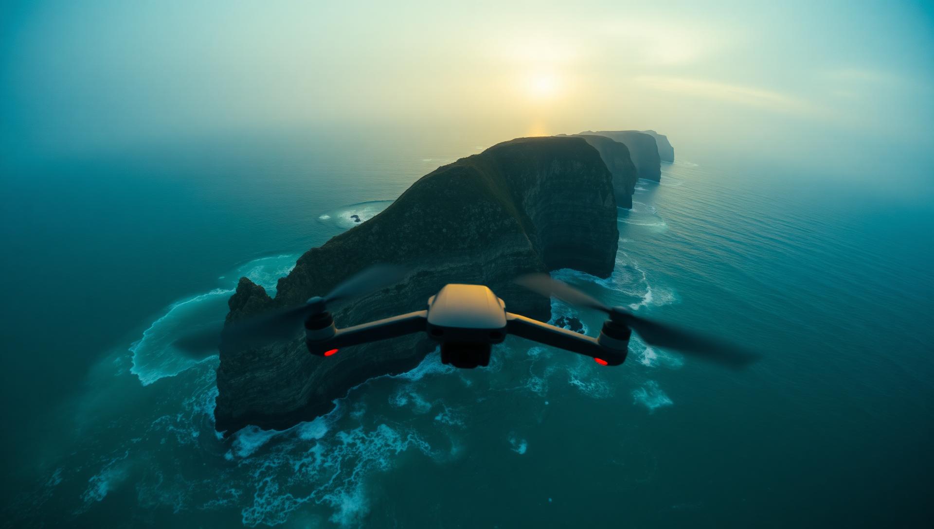Equipo de cámara grabando una experiencia de aventura desde un dron